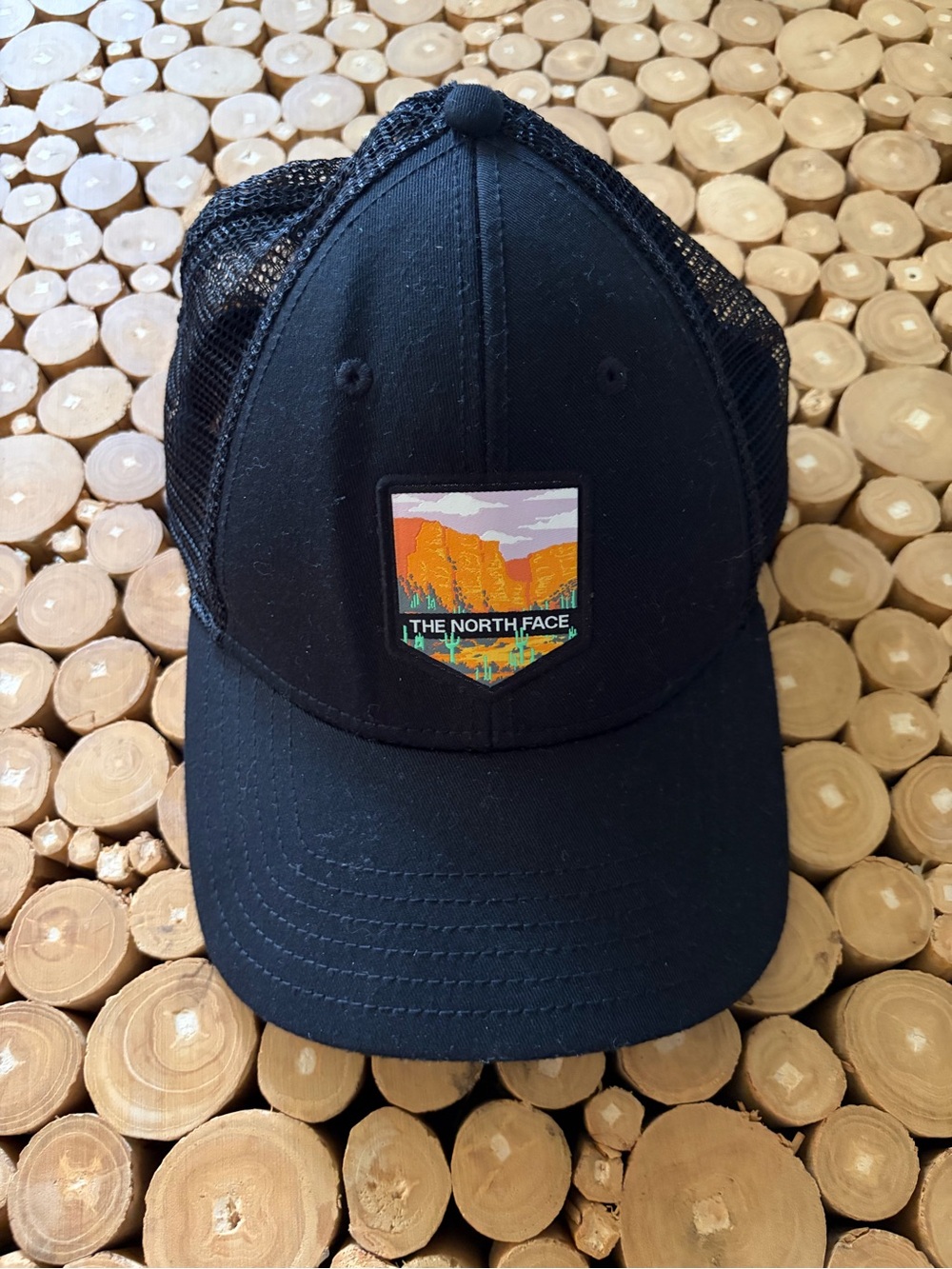 The North Face Black Trucker Cap with Scenic Patch